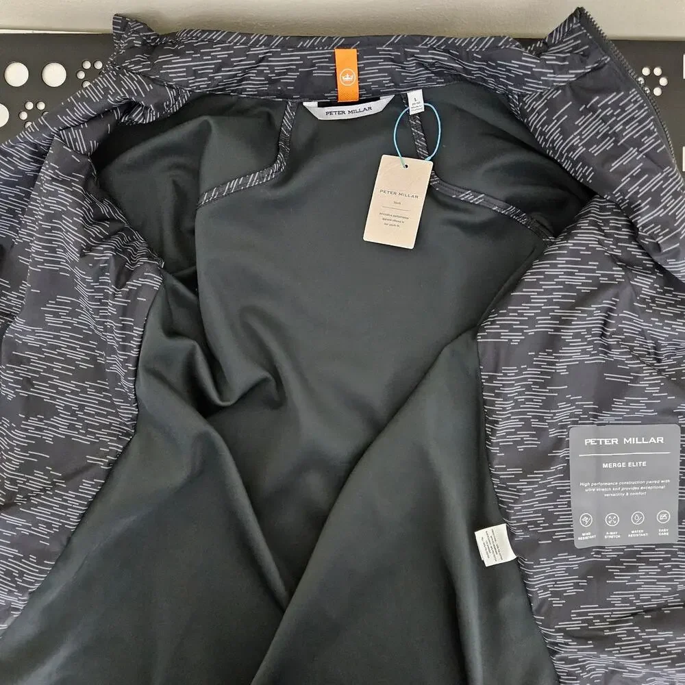 Peter Millar Youth Performance Golf Merge Elite Black Zip-Up‎ Jacket | Large